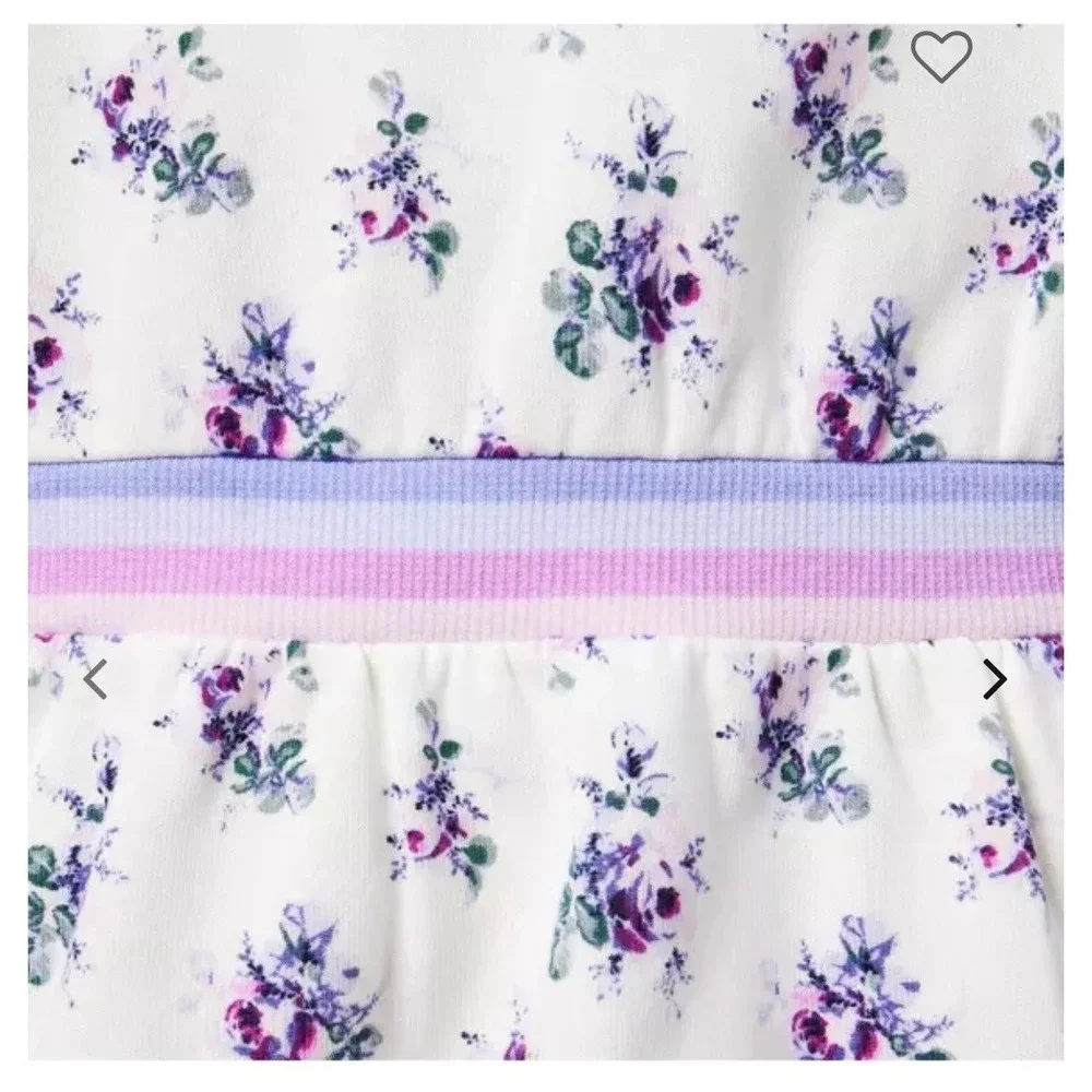 Janie and Jack Floral Hooded Dress Toddler Girls Size 12 White NEW Floral Ruffle